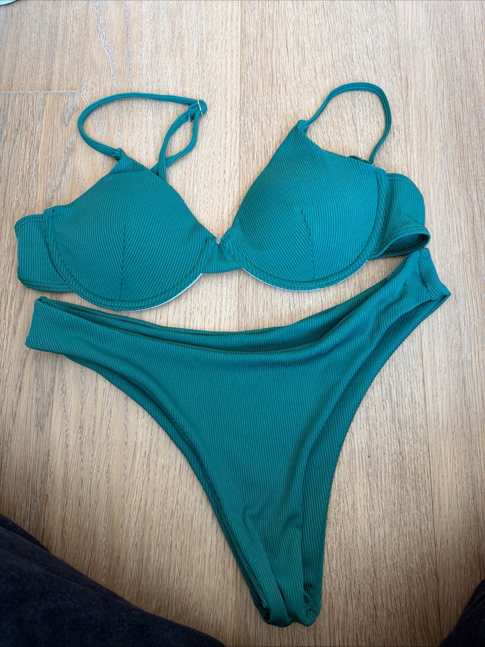 Classic Ribbed Teal Bikini Set - Women Swim